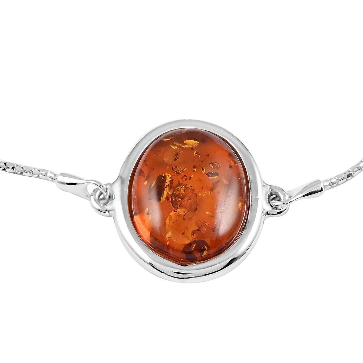 Baltic Cognac Colored Amber Bolo Bracelet in Sterling Silver image number 2