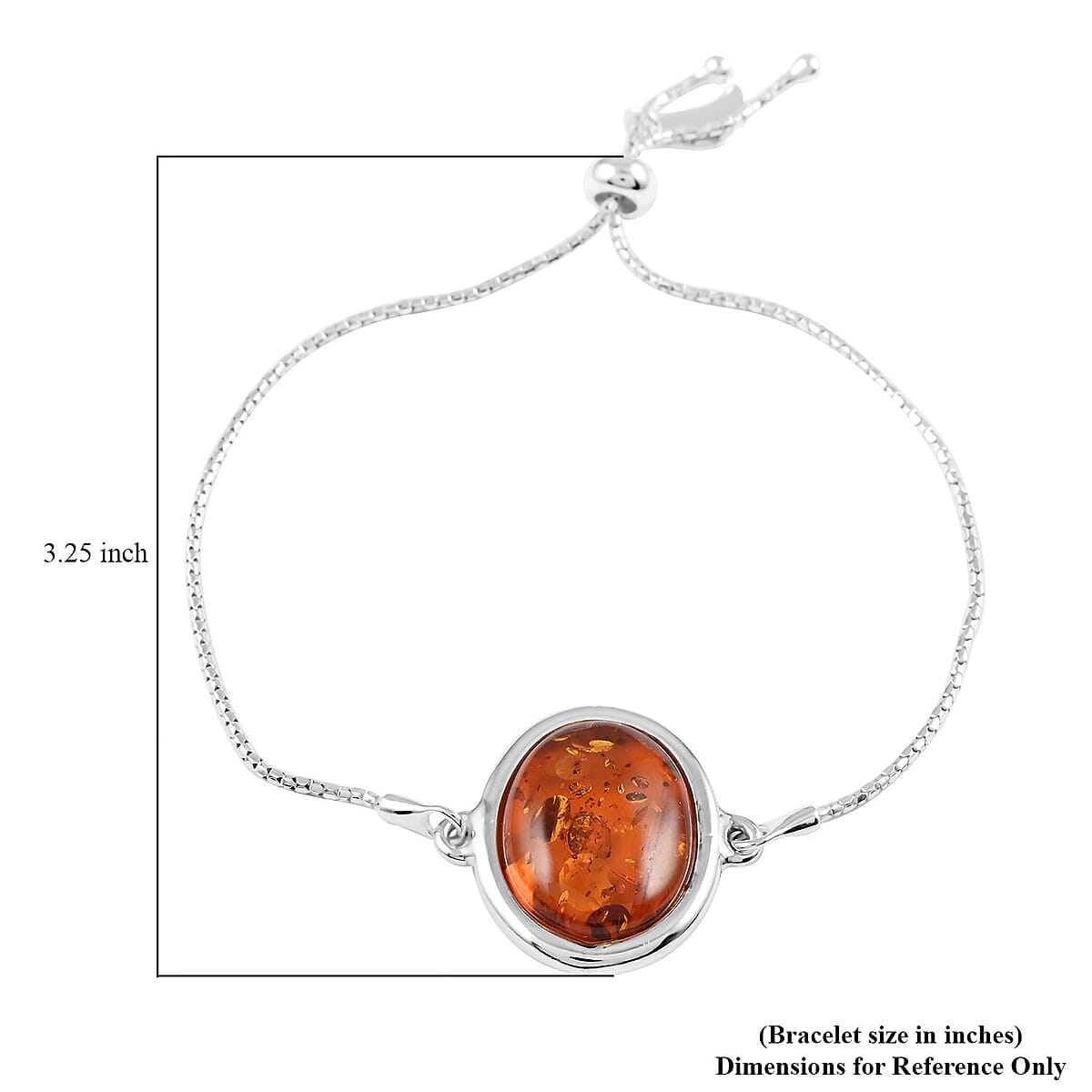 Baltic Cognac Colored Amber Bolo Bracelet in Sterling Silver image number 4