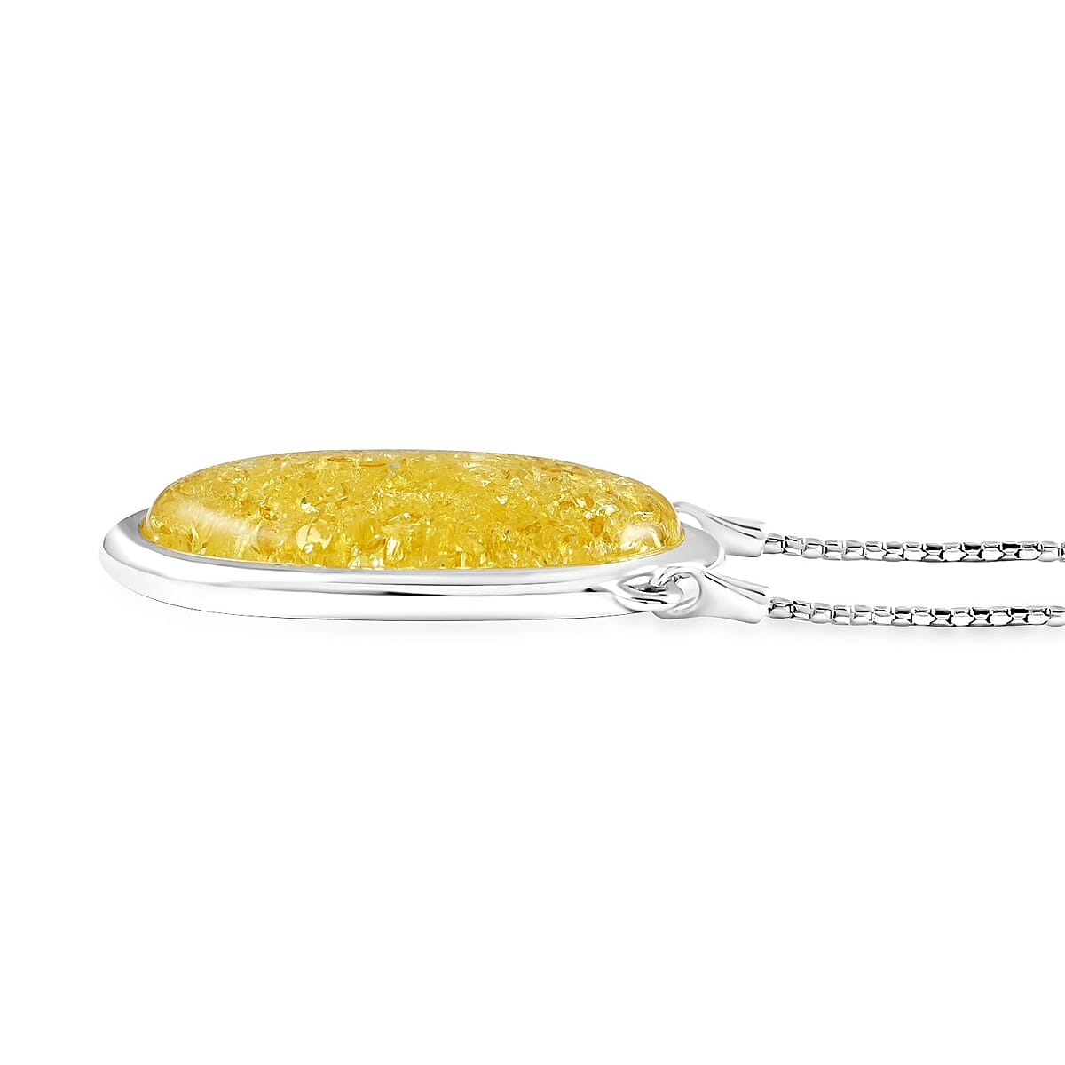Yellow Amber Bolo Necklace (Adjustable) in Sterling Silver image number 3