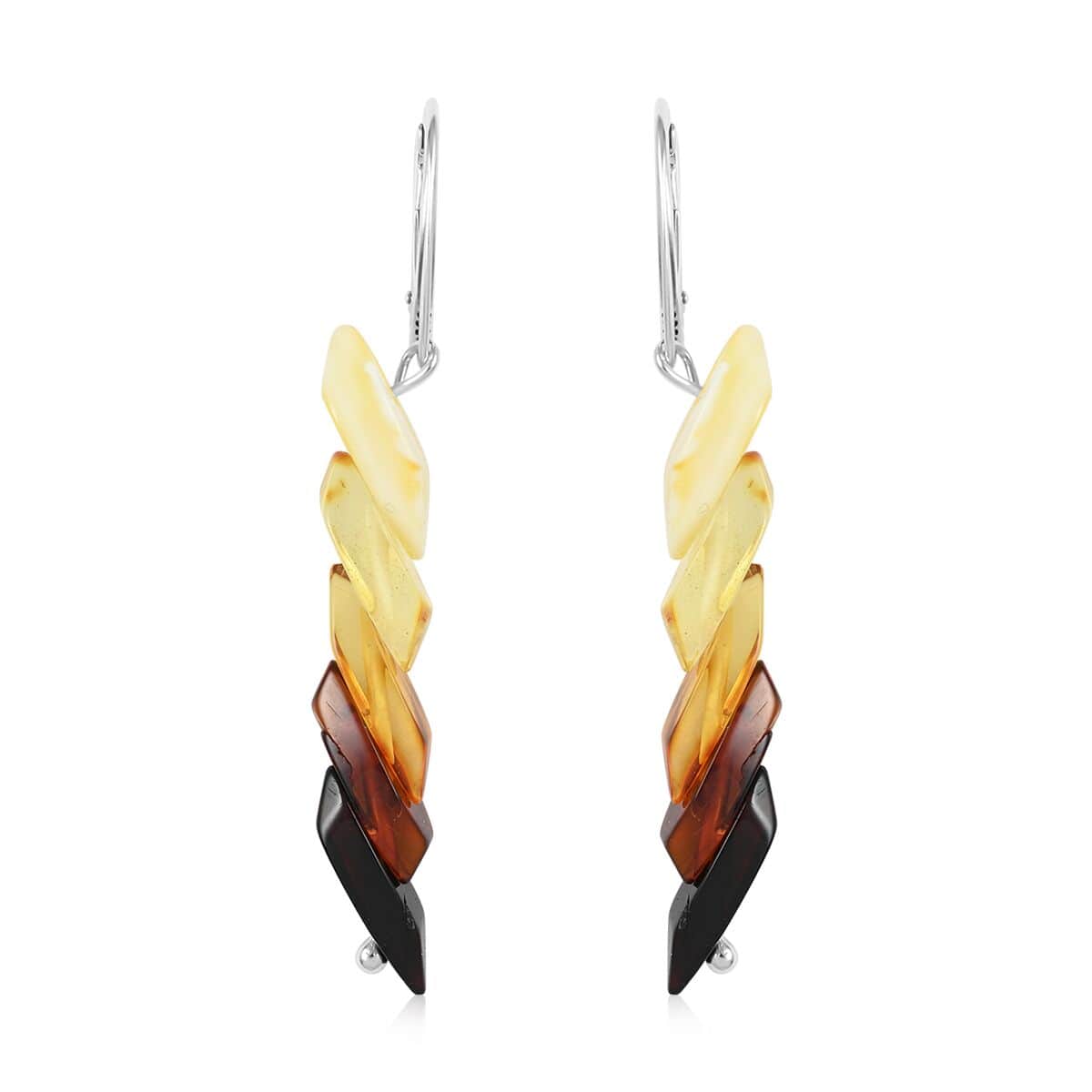 Multi Color Amber Dangle Earrings in Sterling Silver image number 0