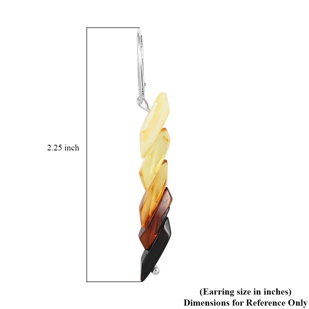 Multi Color Amber Dangle Earrings in Sterling Silver image number 4