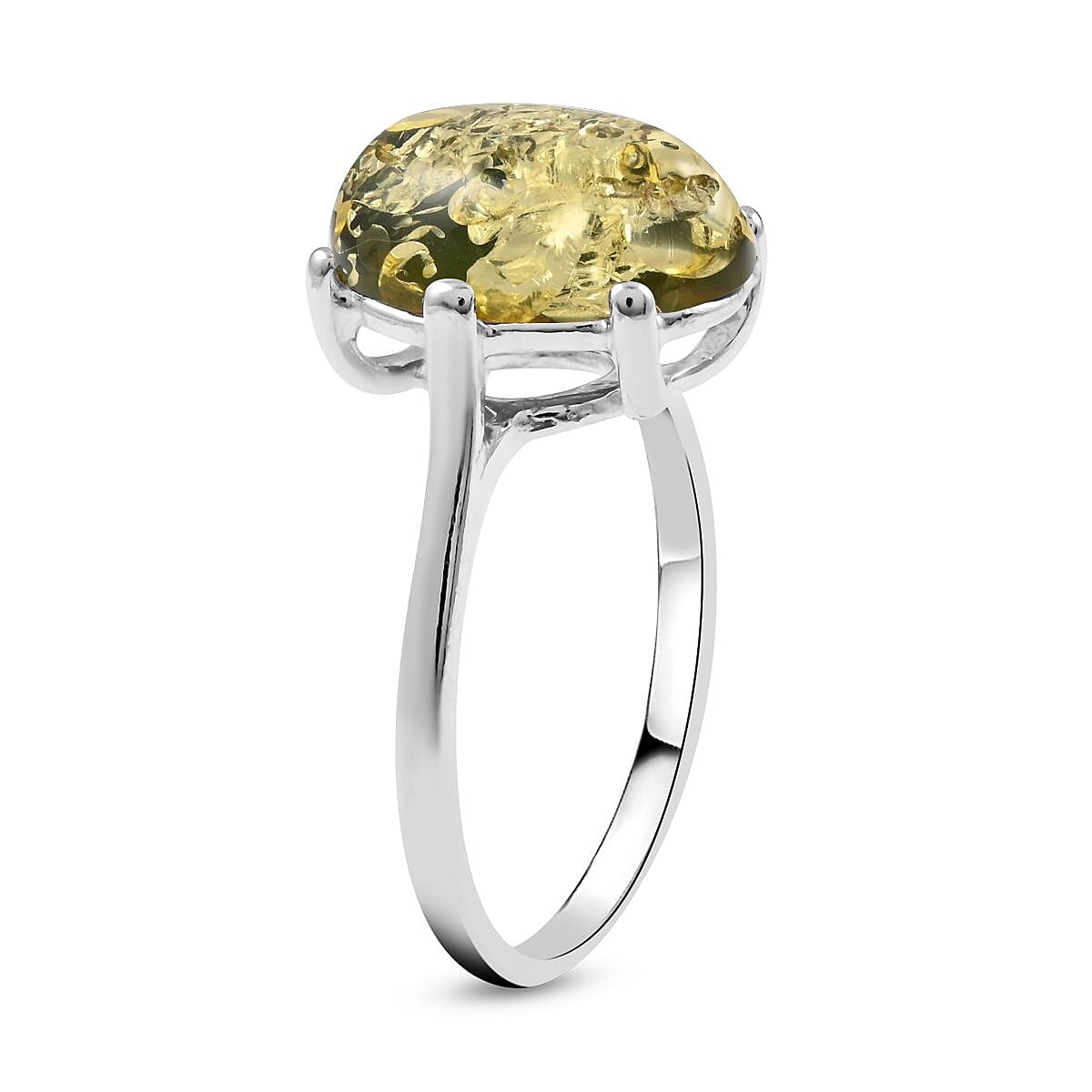 Mayan Green Amber Ring in Sterling Silver image number 3