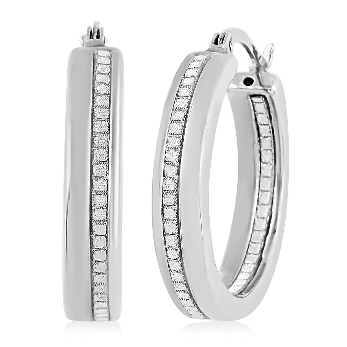 Rhodium Over Sterling Silver Hoop Earrings (3.90 g) image number 0