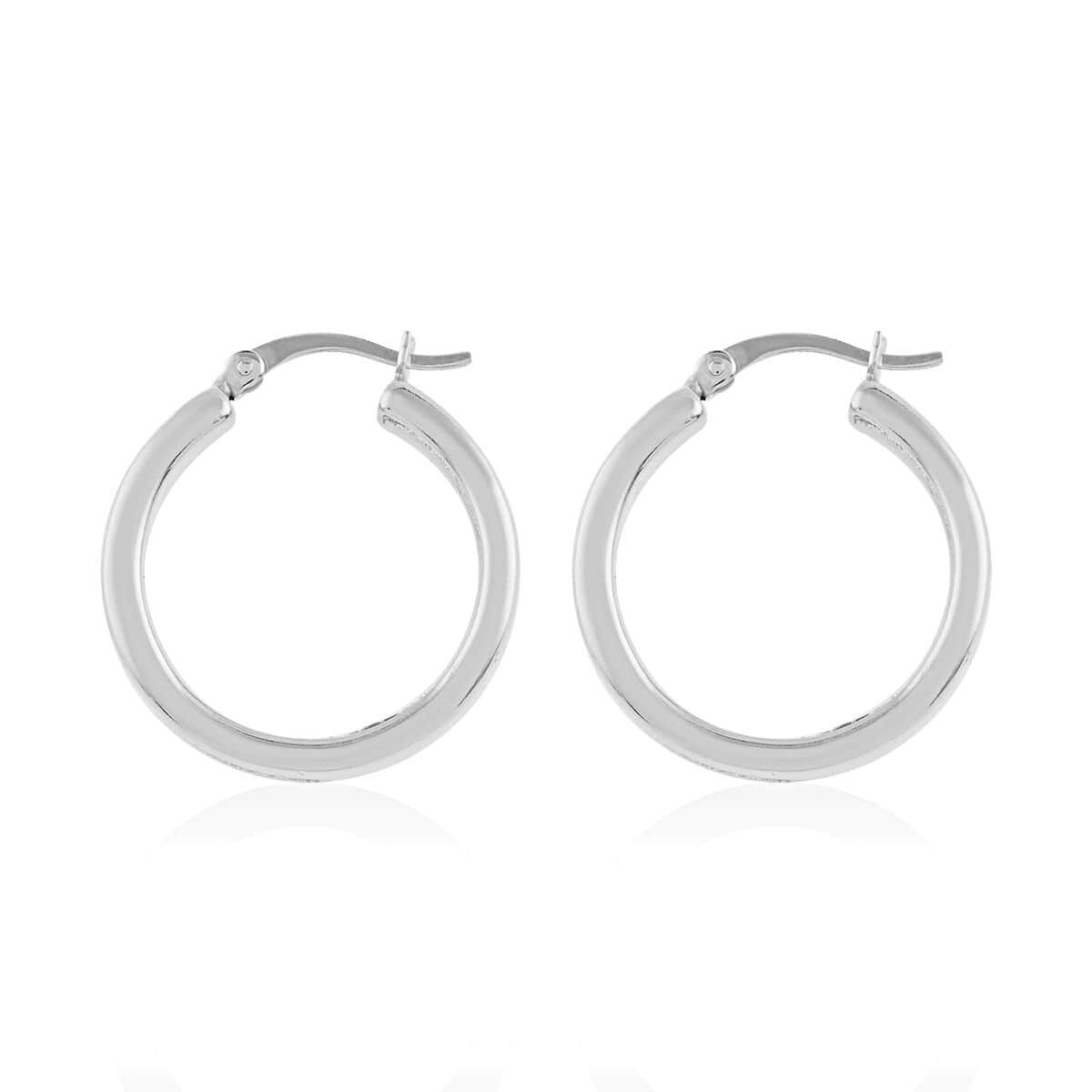 Rhodium Over Sterling Silver Hoop Earrings (3.90 g) image number 3