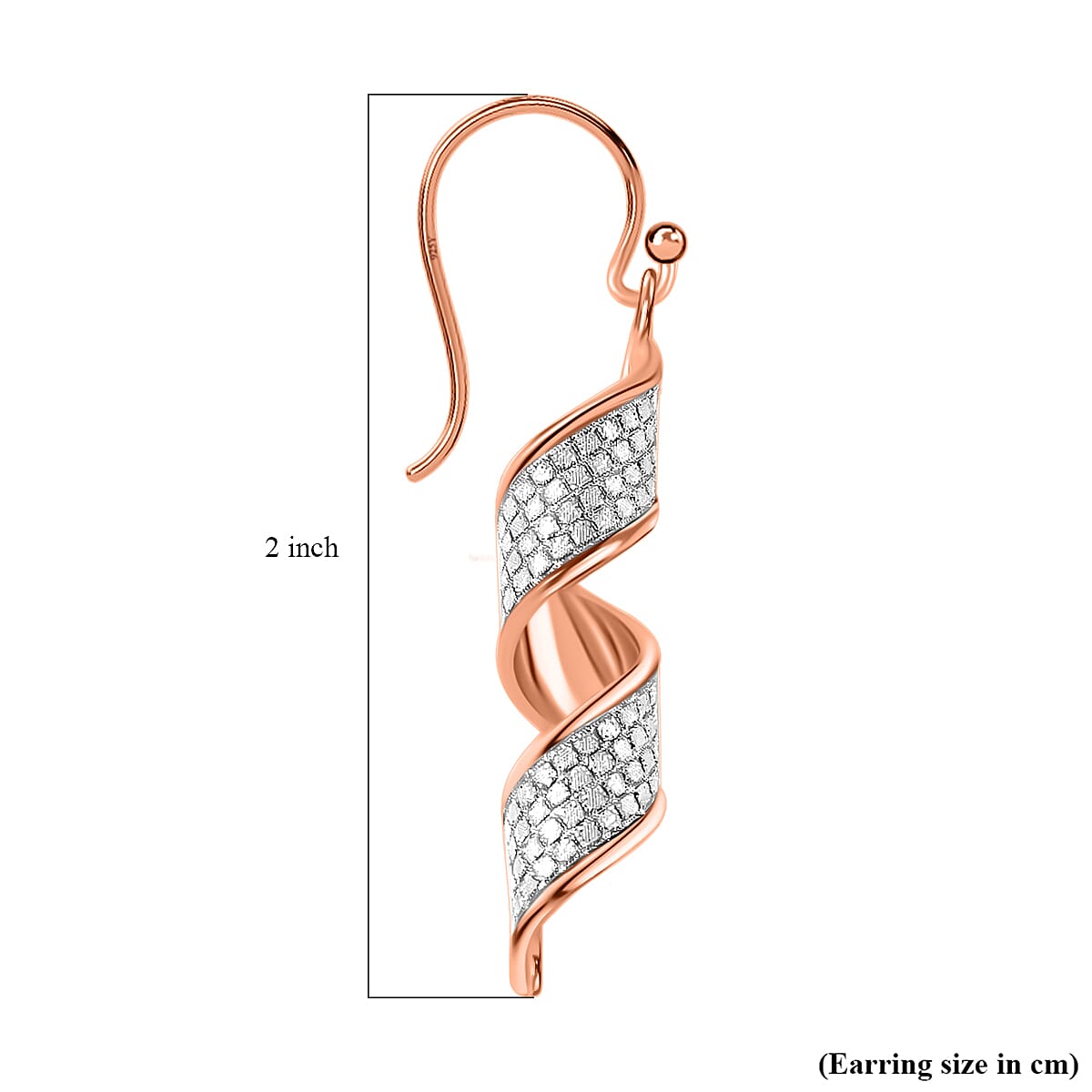 14K Rose Gold Plated Sterling Silver Glitter Sandblast Spiral Earrings 3.20 Grams image number 4