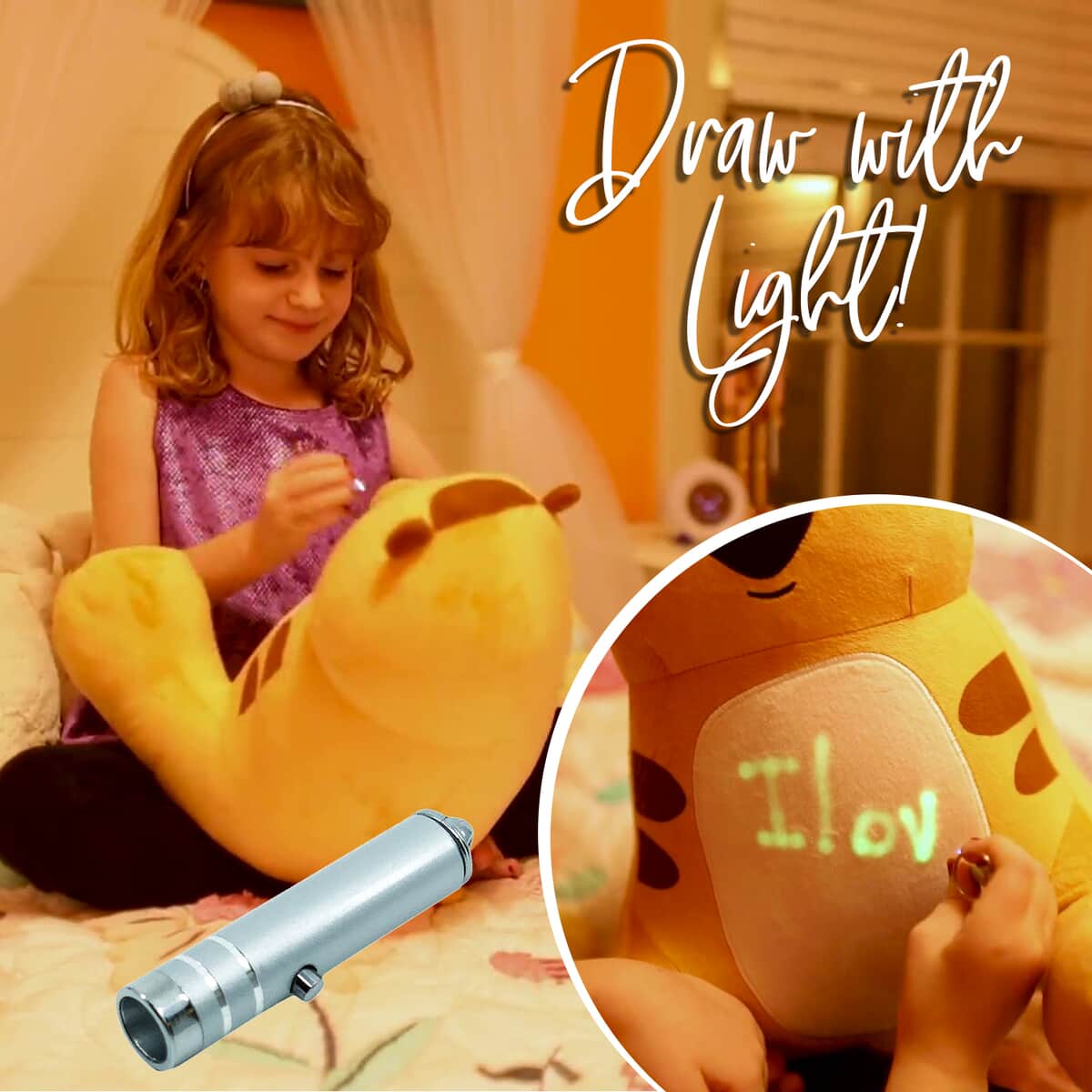 Flipo- Animates Glow Plush , Doodle Glow-In-The-Dark Plush Bear Toy , Small Soft Toy image number 1