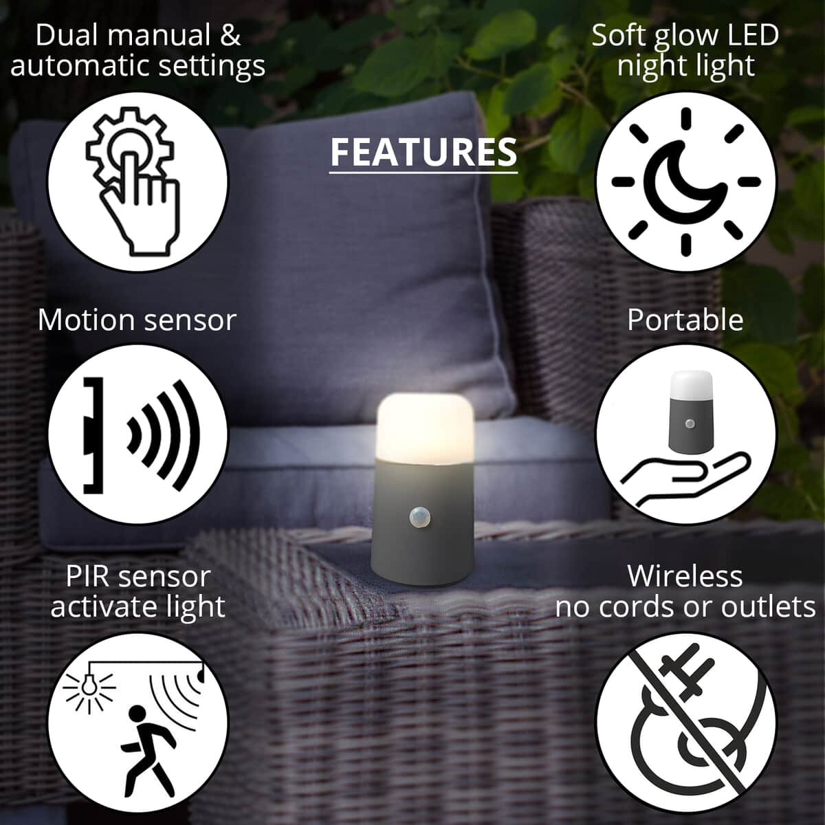 Flipo- SomaGlo™ , LED Sensor Nightlight (Slate) , Night Lamp for Bedroom , Bed Light , Motion Sensor LED Nightlight image number 2