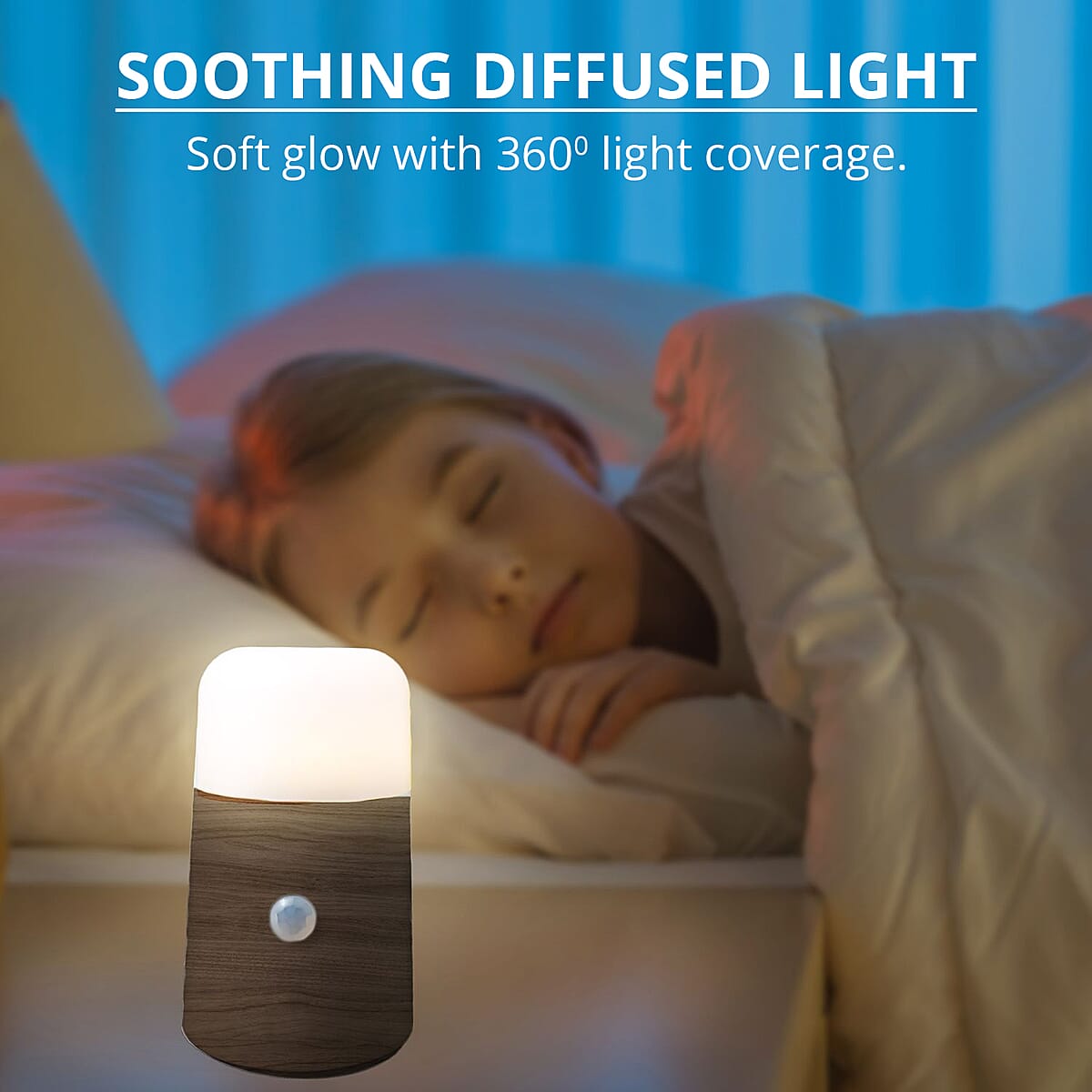 Flipo- SomaGlo&trade; , LED Sensor Nightlight (Woodgrain) , Night Lamp for Bedroom , Bed Light , Motion Sensor LED Nightlight image number 1