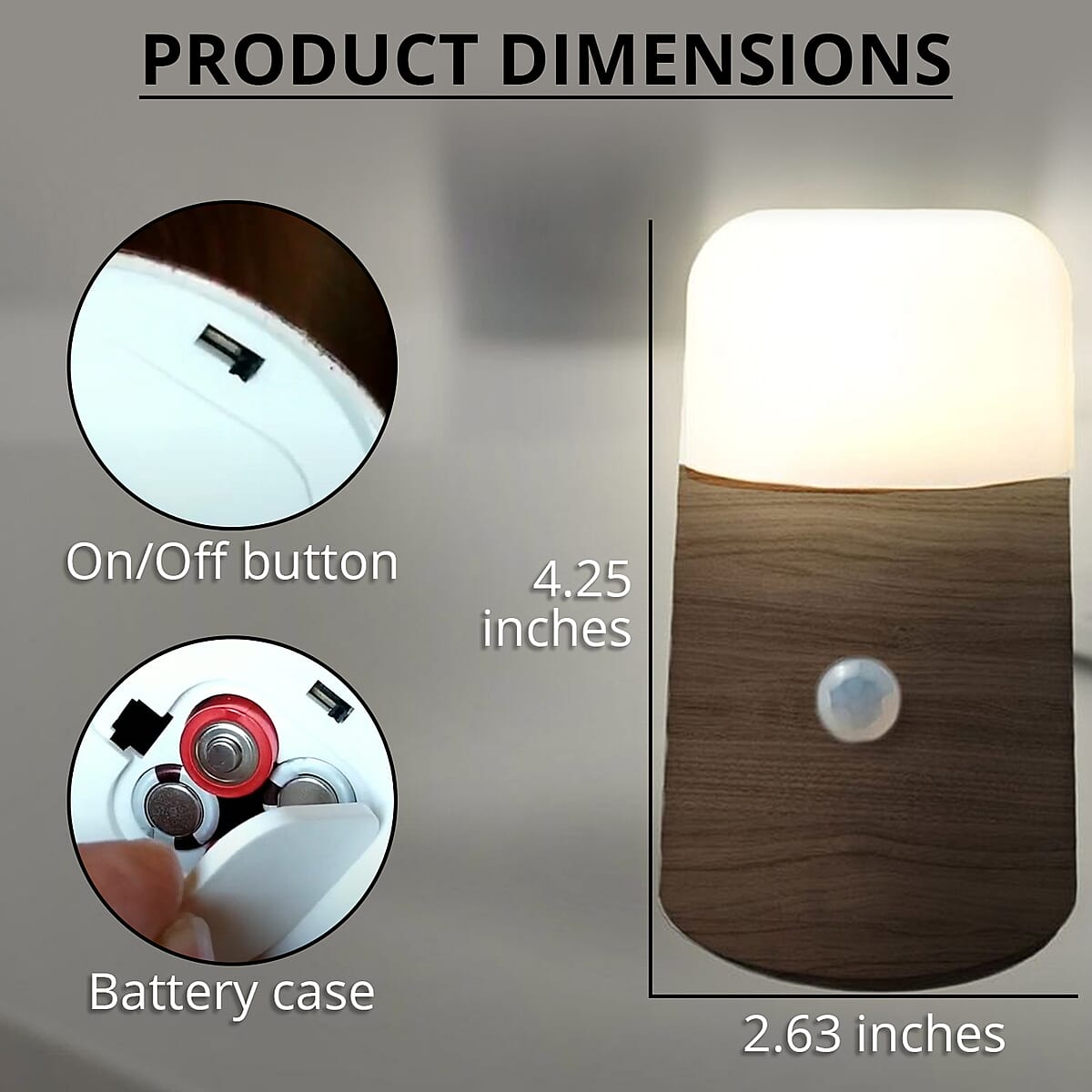 Flipo- SomaGlo&trade; , LED Sensor Nightlight (Woodgrain) , Night Lamp for Bedroom , Bed Light , Motion Sensor LED Nightlight image number 3