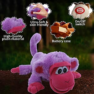 Flipo- Crazy Critters Laughing Rolling Pets Purple Monkey, Soft Toy, Rollish Plush Toy, Small Toys for Kids