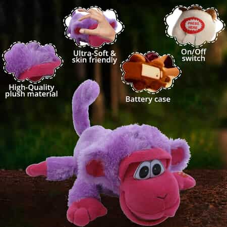 Flipo- Crazy Critters Laughing Rolling Pets Purple Monkey, Soft Toy, Rollish Plush Toy, Small Toys for Kids image number 2