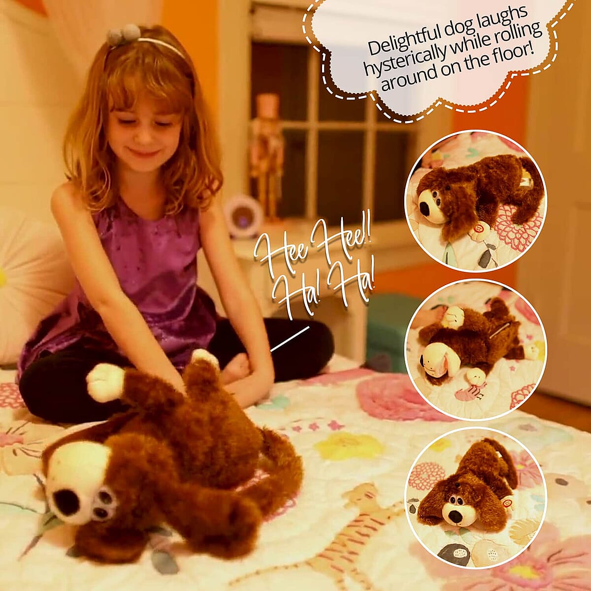 Flipo- Crazy Critters Laughing Rolling Pets Brown Dog, Soft Toy, Rollish Plush Toy, Small Toys for Kids image number 1