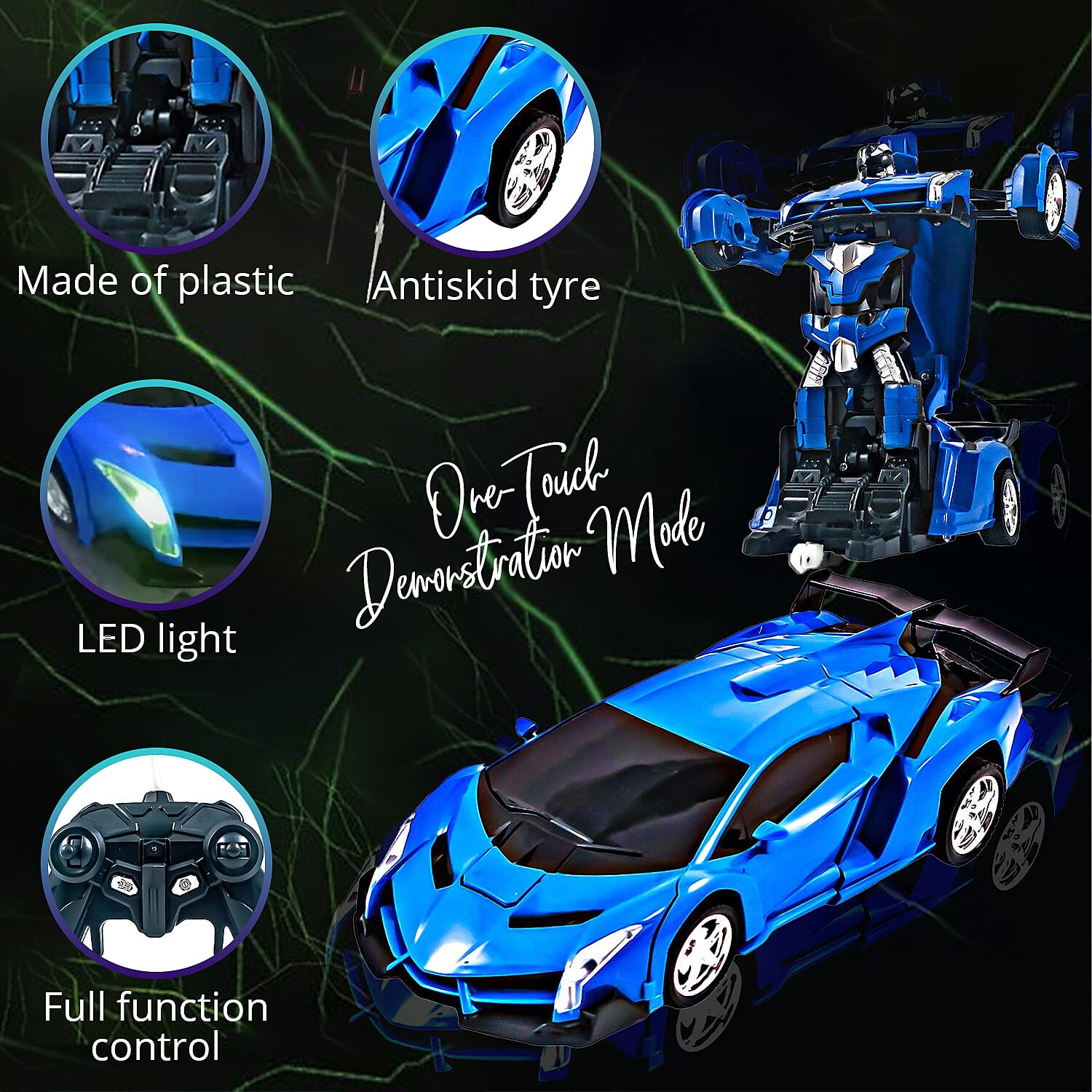 Flipo- Automotion - Shape-Shifting Robot R/C Car Blue , Remote Control Car Toy , RC Cars , Remote Car