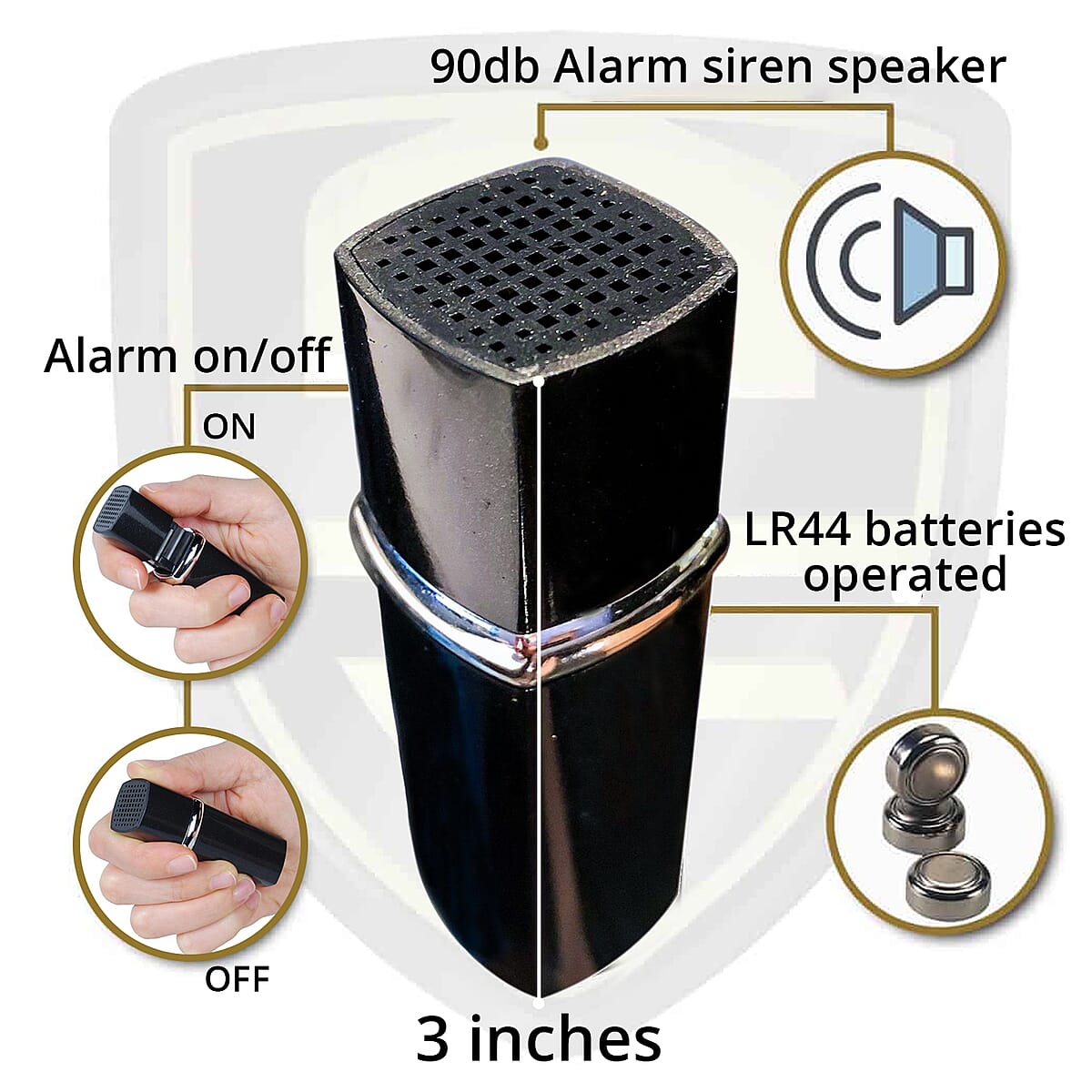 Flipo Lipstick Alarm - Personal Security Alarm (Black) , Best Personal Safety Alarm for Women , Personal Alarm Device , Self Defence Alarm image number 3