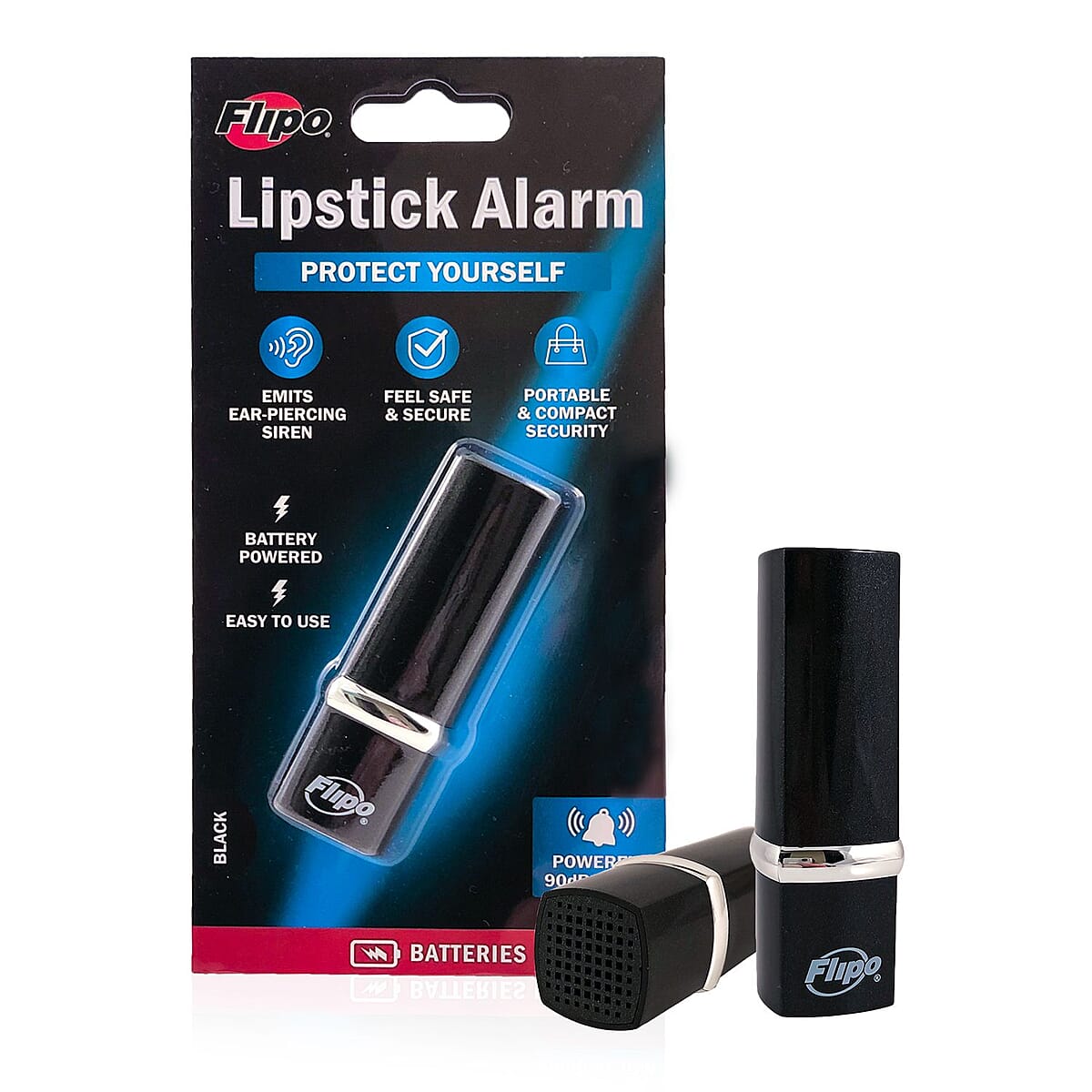 Flipo Lipstick Alarm - Personal Security Alarm (Black) , Best Personal Safety Alarm for Women , Personal Alarm Device , Self Defence Alarm image number 4