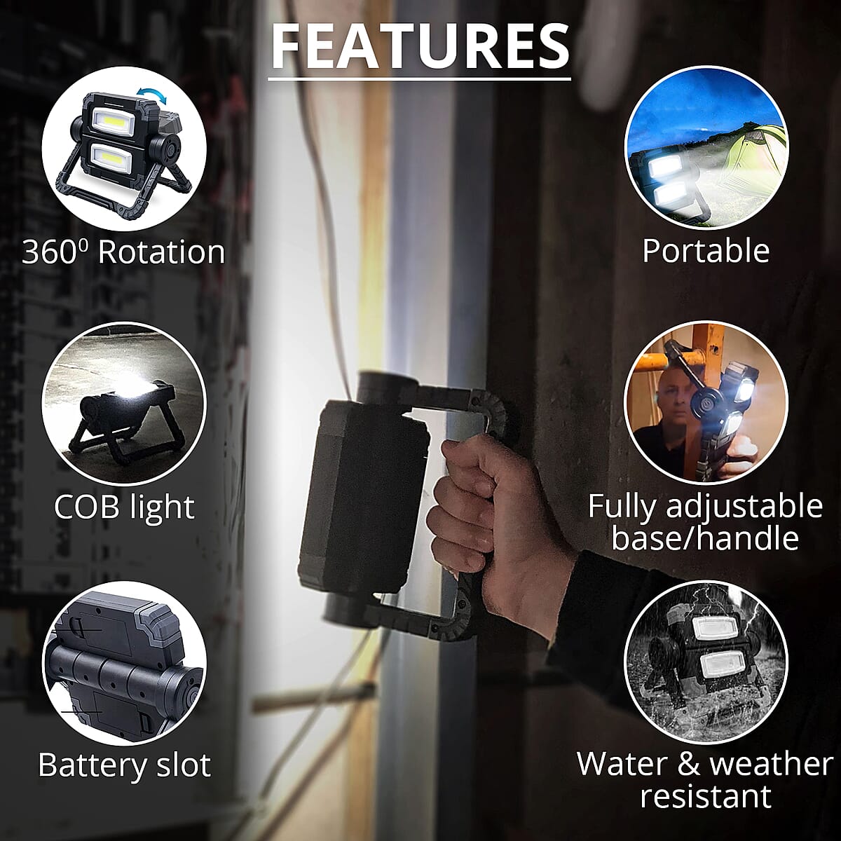 Flipo- Gemini Dual Work Light , Rechargeable LED Work Light , Portable Work Light , Work Lamp image number 2