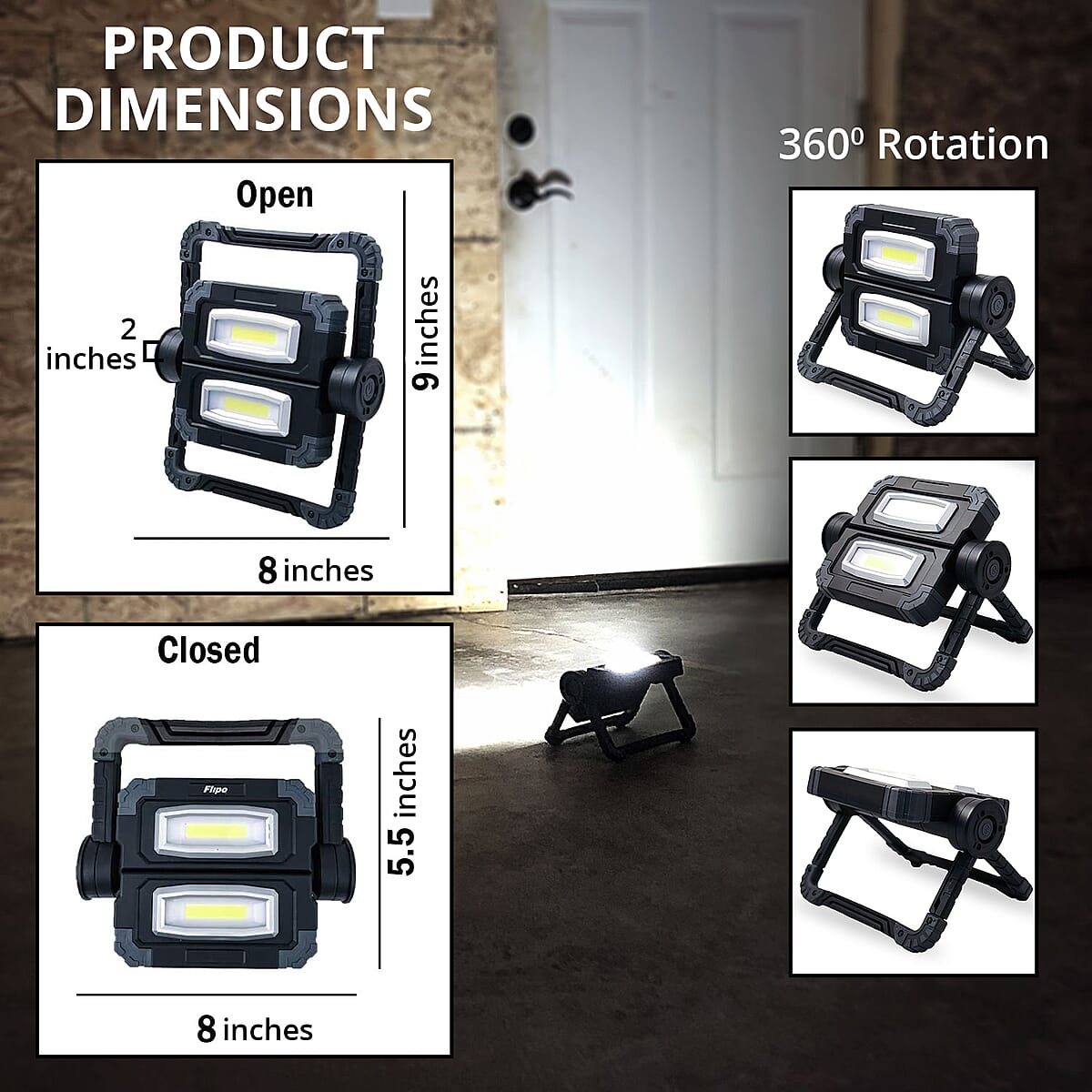 Flipo- Gemini Dual Work Light , Rechargeable LED Work Light , Portable Work Light , Work Lamp image number 3