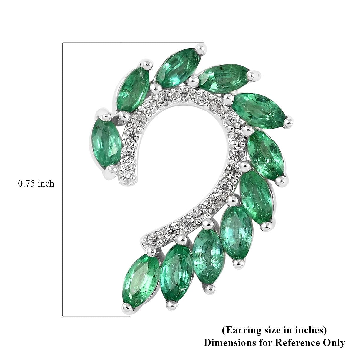 AAA Kagem Emerald Earrings | White Zircon Accent Earrings | Fashion Earrings | Sterling Silver Earrings 1.85 ctw image number 6