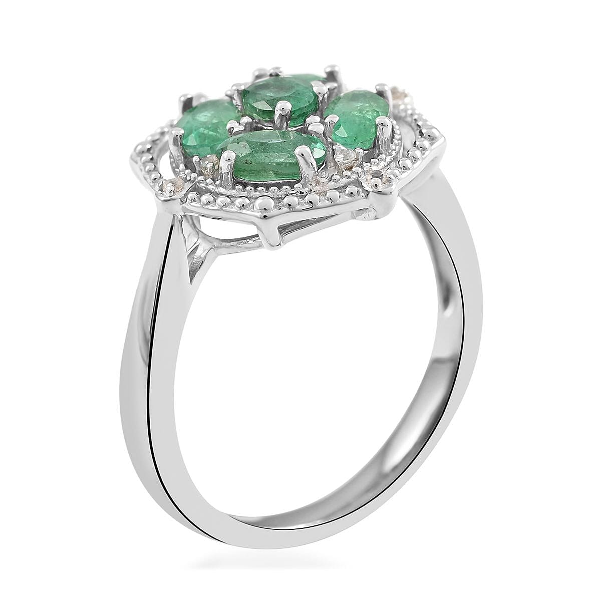 アクセサリー krmnrgeek Buy Premium Kagem Zambian Emerald and White Zircon Ring in