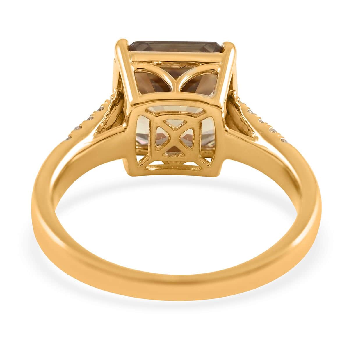 Certified and Appraised Iliana 18K Yellow Gold Asscher Cut AAA Turkizite and G-H SI Diamond Ring (Size 7.0) 4.10 Grams 4.40 ctw image number 4