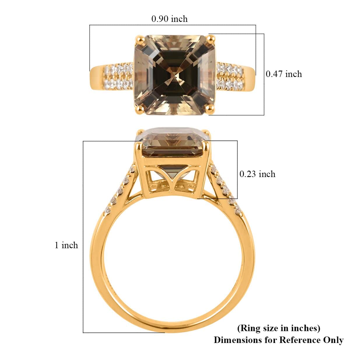 Certified and Appraised Iliana 18K Yellow Gold Asscher Cut AAA Turkizite and G-H SI Diamond Ring (Size 7.0) 4.10 Grams 4.40 ctw image number 5