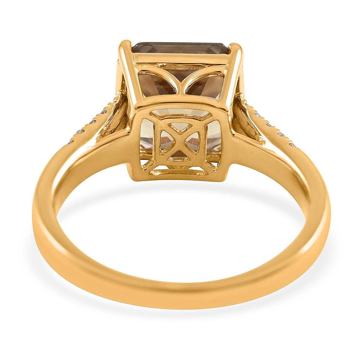 Certified and Appraised Iliana 18K Yellow Gold Asscher Cut AAA Turkizite and G-H SI Diamond Ring (Size 8.0) 4.10 Grams 4.40 ctw image number 4