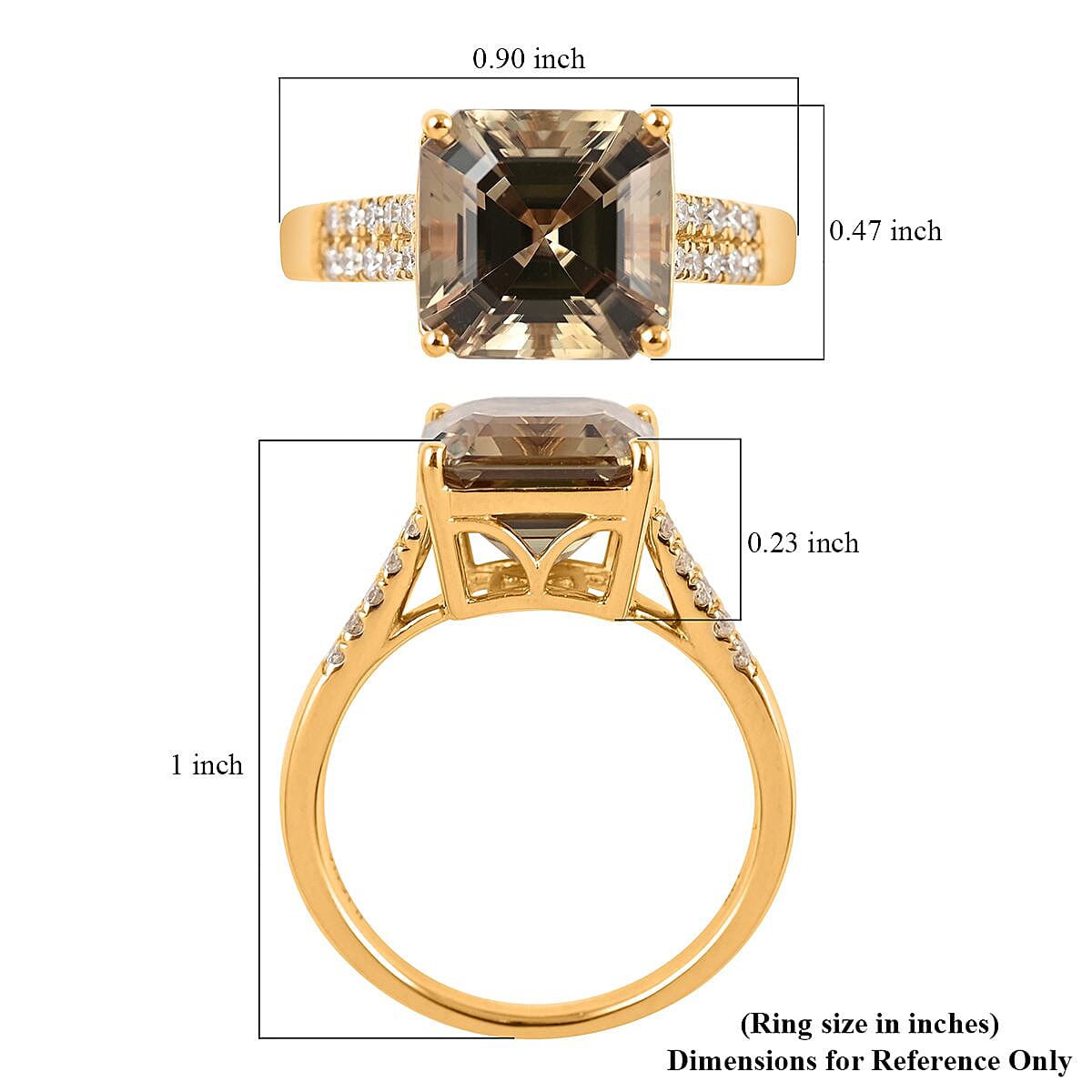 Certified and Appraised Iliana 18K Yellow Gold Asscher Cut AAA Turkizite and G-H SI Diamond Ring (Size 8.0) 4.10 Grams 4.40 ctw image number 5