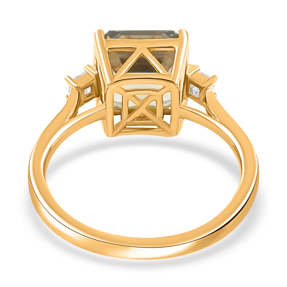 Doorbuster Certified & Appraised ILIANA 18K Yellow Gold Asscher Cut AAA Turkizite and G-H SI Diamond Ring 3.40 Grams 4.35 ctw image number 4