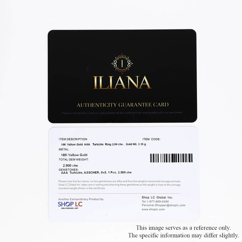 Certified & Appraised Iliana 18K Yellow Gold Asscher Cut AAA Turkizite 2.90 ctw Solitaire Ring (Size 6.0)