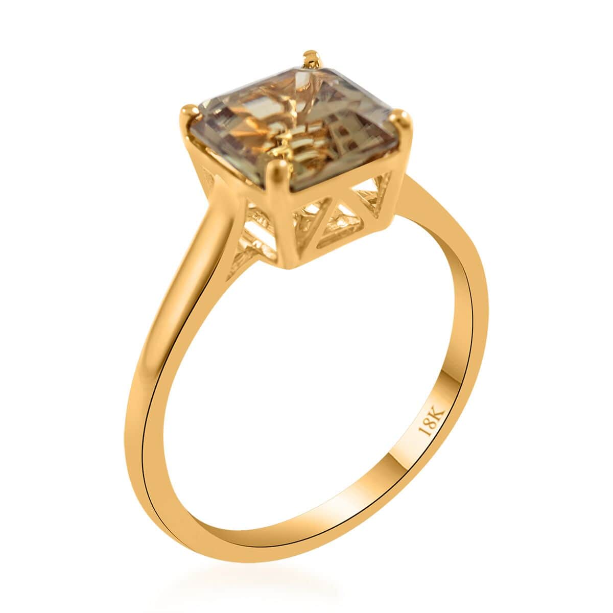 Certified Iliana 18K Yellow Gold Asscher Cut AAA Turkizite Solitaire Ring (Size 7.0) 2.90 ctw image number 3