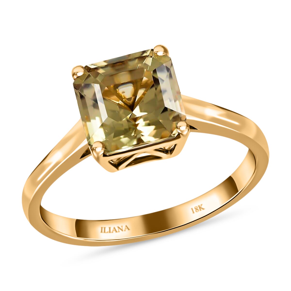 Certified & Appraised Iliana 18K Yellow Gold Asscher Cut AAA Turkizite 2.90 ctw Solitaire Ring (Size 9.0) image number 0