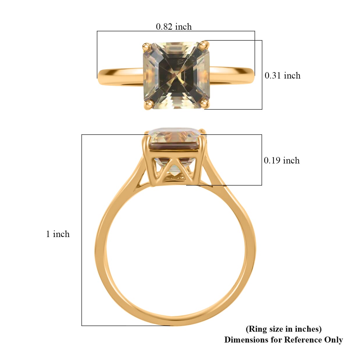 Certified & Appraised Iliana 18K Yellow Gold Asscher Cut AAA Turkizite 2.90 ctw Solitaire Ring (Size 9.0) image number 5