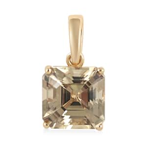 Certified Iliana 18K Yellow Gold Asscher Cut AAA Turkizite Solitaire Pendant 2.90 ctw