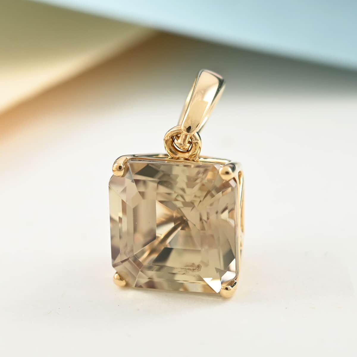 Certified Iliana 18K Yellow Gold Asscher Cut AAA Turkizite Solitaire Pendant 2.90 ctw image number 1