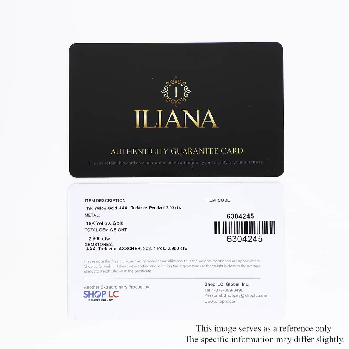 Certified Iliana 18K Yellow Gold Asscher Cut AAA Turkizite Solitaire Pendant 2.90 ctw image number 6