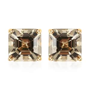 Iliana Certified AAA Turkizite Earrings, Turkizite Solitaire Stud Earrings, 18K Yellow Gold Earrings Asscher Cut AAA Turkizite Stud Earrings, Gold Studs 4.00 ctw