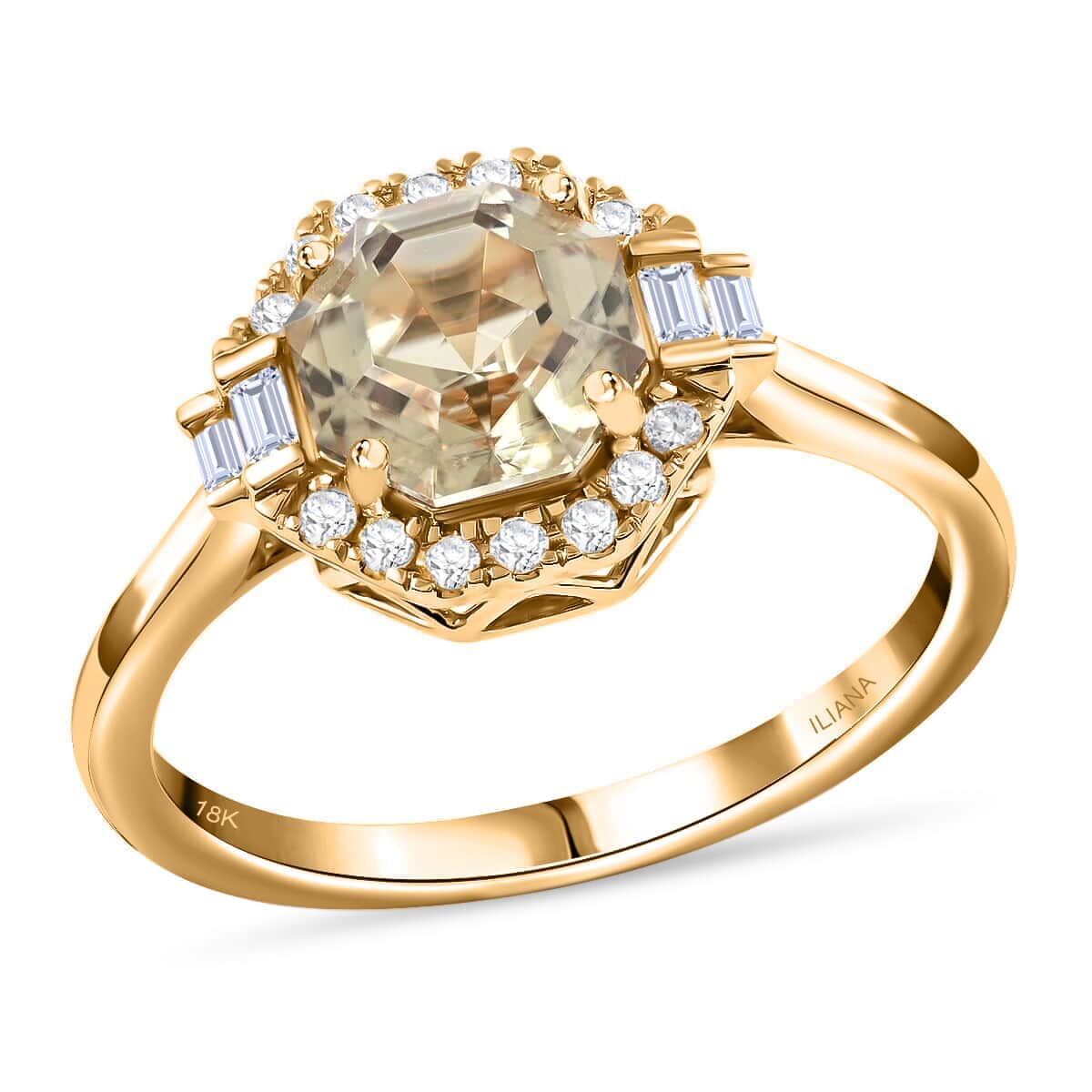 Doorbuster Certified & Appraised ILIANA 18K Yellow Gold AAA Turkizite and G-H SI Diamond Halo Ring 3.15 Grams 1.90 ctw image number 0