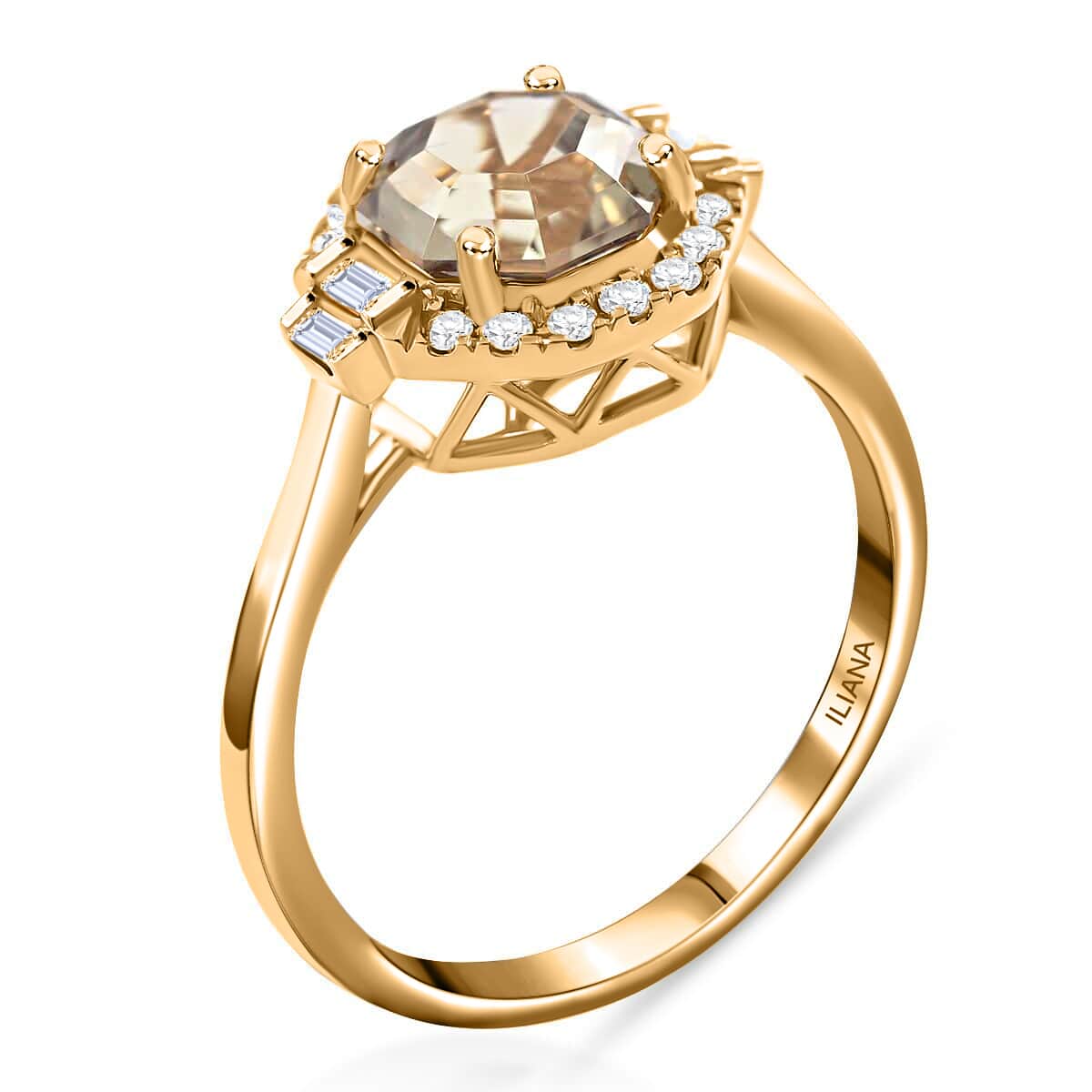 Certified and Appraised Iliana 18K Yellow Gold AAA Turkizite and G-H SI Diamond Halo Ring (Size 7.0) 1.90 ctw image number 3