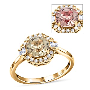 Certified and Appraised Iliana 18K Yellow Gold AAA Turkizite and G-H SI Diamond Halo Ring (Size 9.0) 1.90 ctw