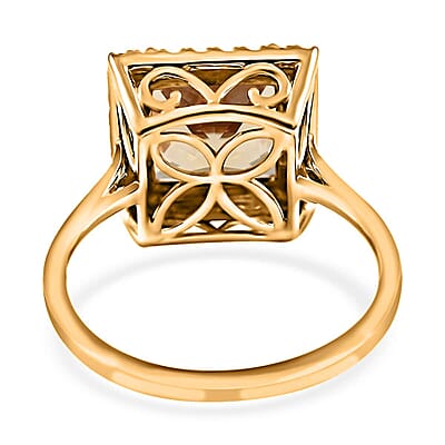 Certified and Appraised Iliana 18K Yellow Gold AAA Turkizite and G-H SI Diamond Halo Ring (Size 6.0) 4.65 Grams 4.35 ctw