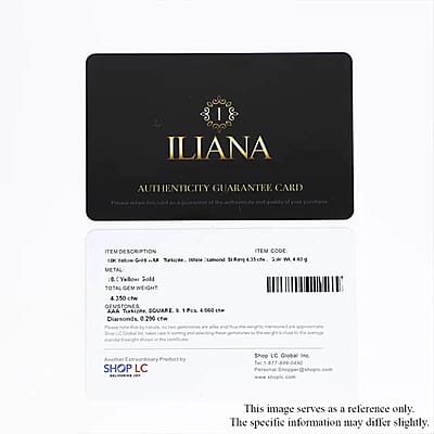 Certified and Appraised Iliana 18K Yellow Gold AAA Turkizite and G-H SI Diamond Halo Ring (Size 6.0) 4.65 Grams 4.35 ctw
