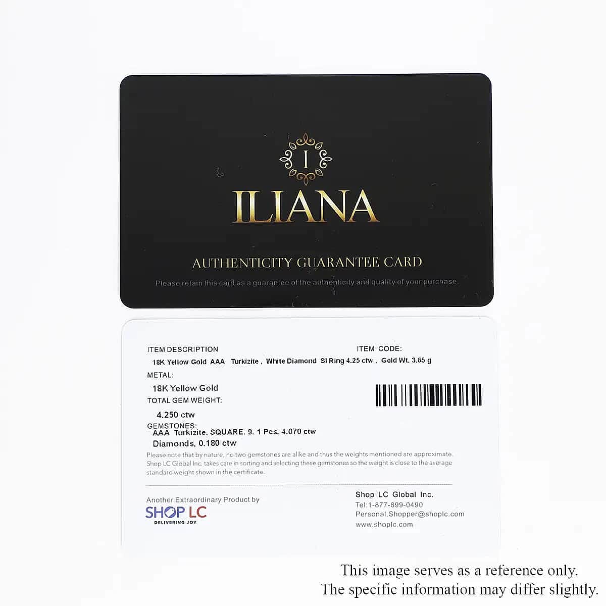 Certified and Appraised Iliana 18K Yellow Gold AAA Turkizite and G-H SI Diamond Ring (Size 6.0) 4.25 ctw