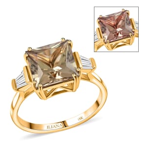 Certified and Appraised Iliana 18K Yellow Gold AAA Turkizite and G-H SI Diamond Ring (Size 7.0) 4.25 ctw