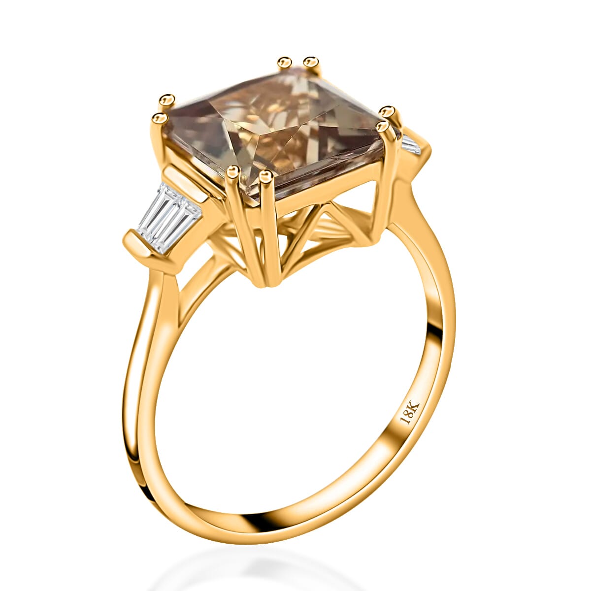 Certified Iliana 18K Yellow Gold AAA Turkizite and G-H SI Diamond Ring (Size 8.0) 4.25 ctw image number 3