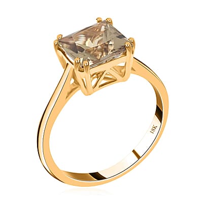 Certified and Appraised Iliana 18K Yellow Gold AAA Turkizite Solitaire Ring (Size 6.0) 3.00 ctw