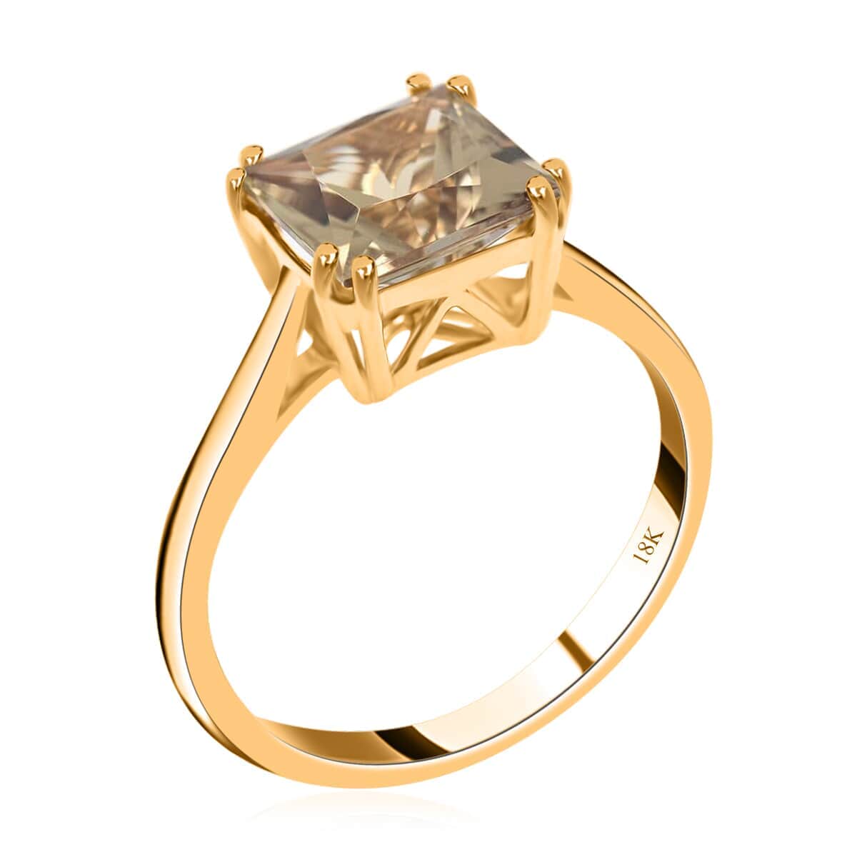 Certified and Appraised Iliana 18K Yellow Gold AAA Turkizite Solitaire Ring (Size 6.0) 3.00 ctw image number 3