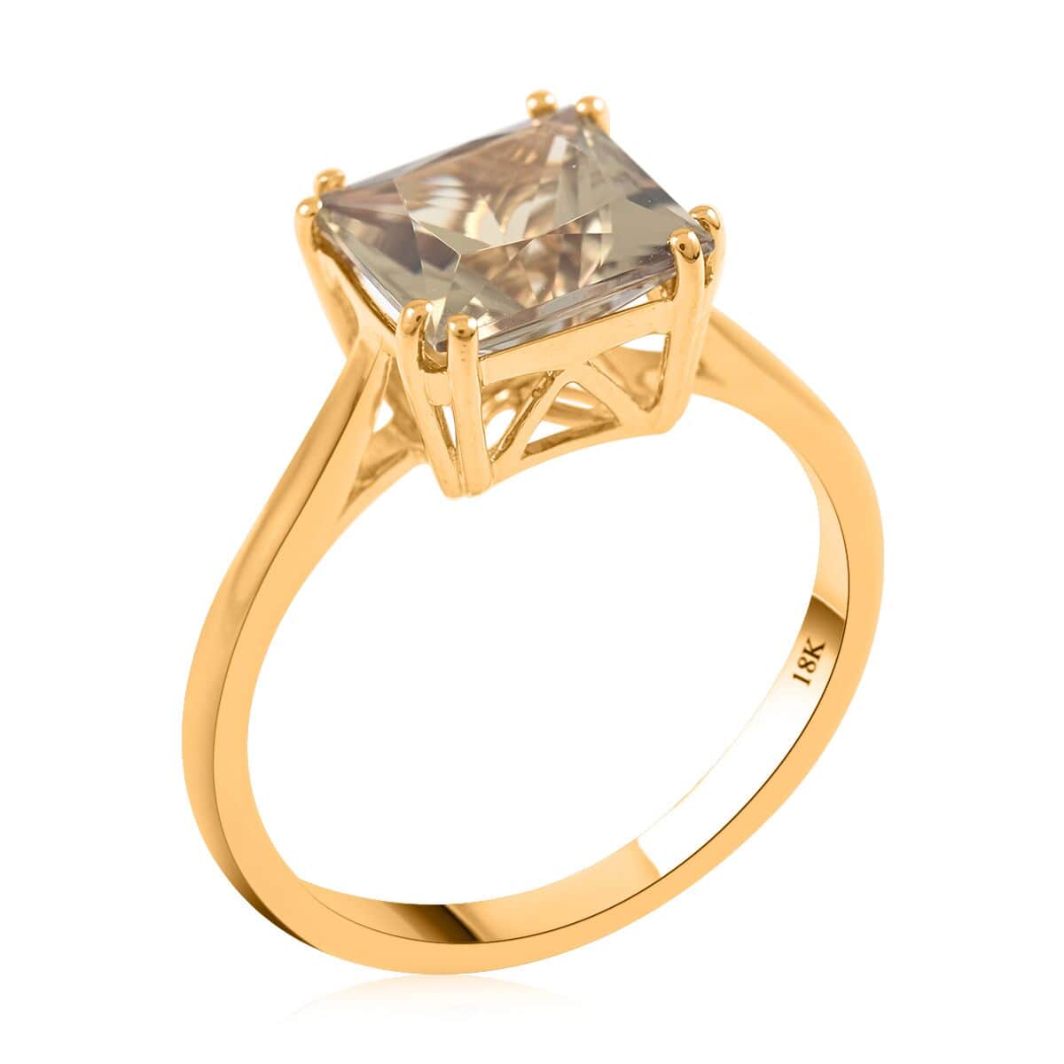 Certified and Appraised Iliana 18K Yellow Gold AAA Turkizite Solitaire Ring (Size 9.0) 3.00 ctw image number 3