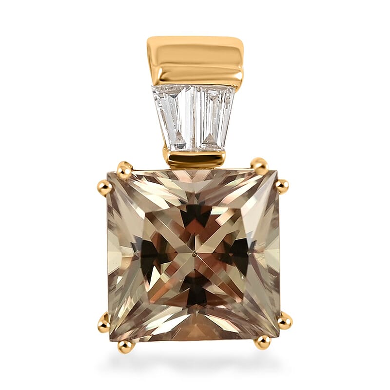 Certified and Appraised Iliana 18K Yellow Gold AAA Turkizite and G-H SI Diamond Pendant 3.10 ctw
