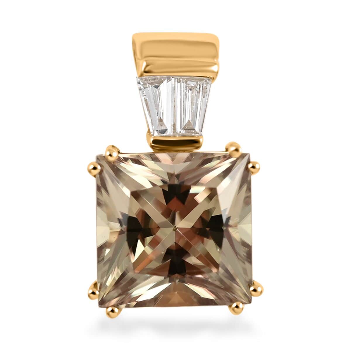 Certified and Appraised Iliana 18K Yellow Gold AAA Turkizite and G-H SI Diamond Pendant 3.10 ctw image number 0