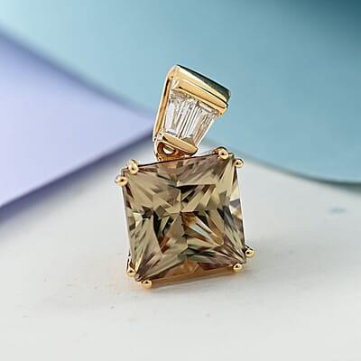 Certified and Appraised Iliana 18K Yellow Gold AAA Turkizite and G-H SI Diamond Pendant 3.10 ctw